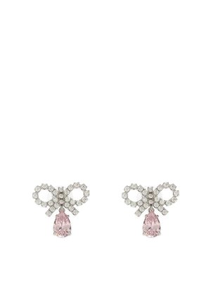 Self Portrait: Earrings - Micro Bow Pink Droplet Earrings