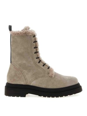 BRUNELLO CUCINELLI: boots - Suede Combat Boots Monile