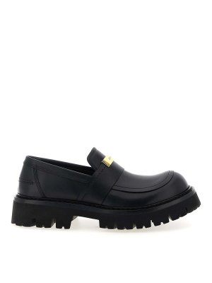 FERRAGAMO ブラックローファー Salvatore Ferragamo フェラガモ 革靴 ローファー メンズ8ハーフ