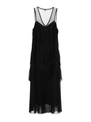 TWINSET: Robe longueur genou - Robe Au Genou - Noir