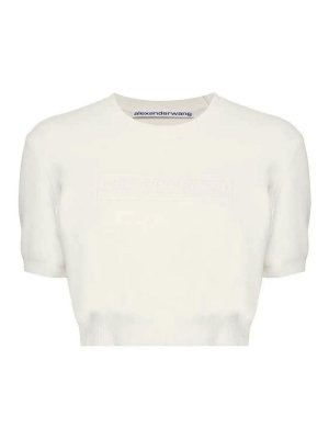 ALEXANDER WANG: Strickpullover mit Rundhalsausschnitt - Rundhalspullover - Weiß