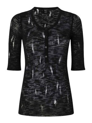 Pinko: Strickpullover mit Rundhalsausschnitt - Rundhalspullover - Schwarz