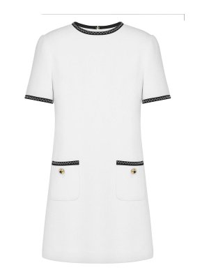 MOSCHINO: Strickpullover mit Rundhalsausschnitt - Rundhalspullover - Weiß