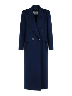 Max Mara: short coats - Albania Blue Virgin Wool Blend Coat