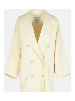 Max Mara: short coats - Teddy Crop White Wool Blend Coat