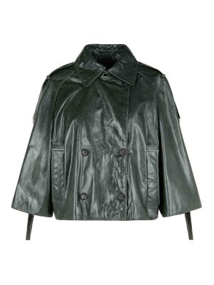 Max Mara: casual jackets - Tenace Grey Leather Jacket