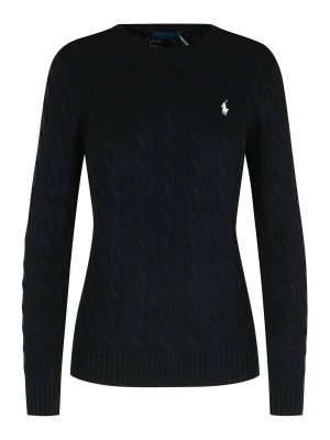 POLO RALPH LAUREN: Strickpullover mit Rundhalsausschnitt - Rundhalspullover - Schwarz