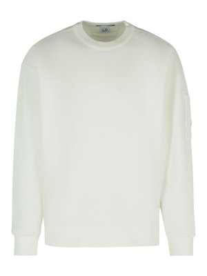 C.P. COMPANY: Sweatshirts & Sweaters - Emerized White Cotton Sweatshirt