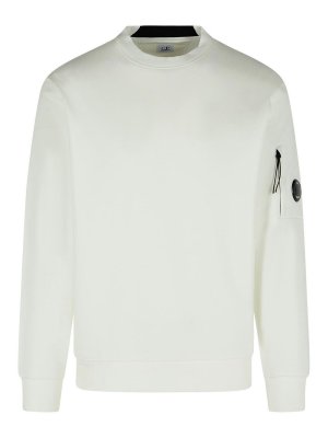 C.P. COMPANY: Sweatshirts & Sweaters - Raised White Cotton Sweatshirt