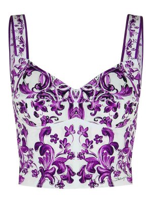DOLCE & GABBANA: Tops & Tank tops - Majolica Print Cotton Blend Bustier