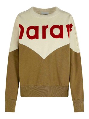 ISABEL MARANT: Sweatshirts & Sweaters - Khaki Houston Dark Cotton Blend Sweatshirt
