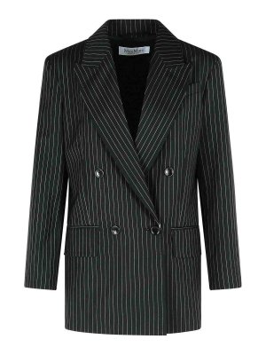 Max Mara: blazers - Mattia Pinstriped Virgin Wool Blazer