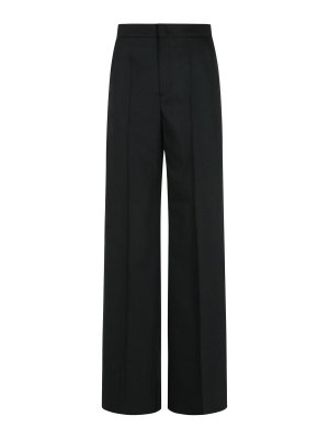 Max Mara: casual trousers - Fernet Straight Black Virgin Wool Pants