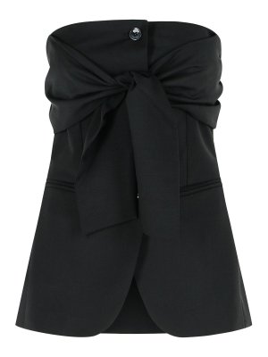 Max Mara: Tops & Tank tops - Veruska Black Virgin Wool Bustier Top