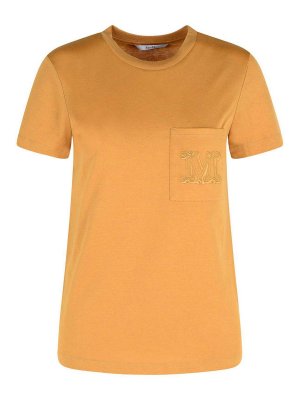 Max Mara: t-shirts - Papaia Camel Cotton T-Shirt