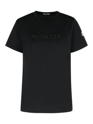 MONCLER: t-shirt - T-shirt in cotone nero