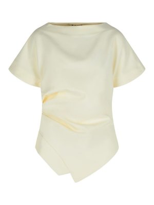 ROHE: t-shirts - Draped T-Shirt In White Viscose Blend