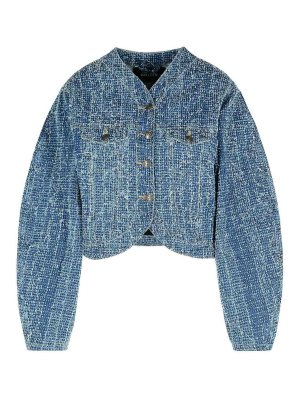 ROTATE Birger Christensen: casual jackets - Blue Cotton Short Jacket