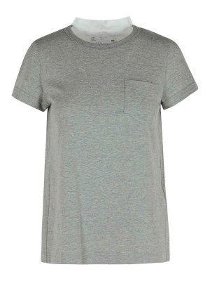 Sacai: t-shirts - Gray Cotton T-Shirt