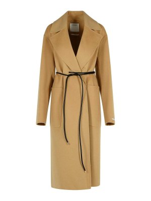 SPORTMAX: short coats - Abate Camel Virgin Wool Robe Coat