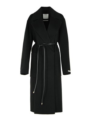 SPORTMAX: short coats - Abate Black Virgin Wool Robe Coat