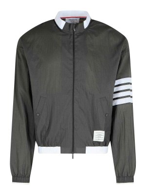 THOM BROWNE: casual jackets - Grey Polyester Jacket