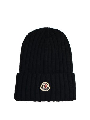 MONCLER: ニットキャップ - ビーニー帽 - 黒