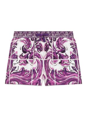Dolce & Gabbana Jr: Trousers Shorts - Majolica-Print Poplin Shorts
