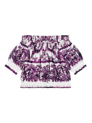 Dolce & Gabbana Jr: Tops & Tank tops - Majolica-Print Poplin Top