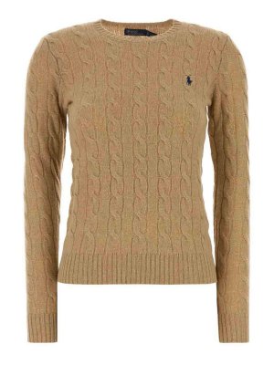 POLO RALPH LAUREN: Strickpullover mit Rundhalsausschnitt - Rundhalspullover - Camel