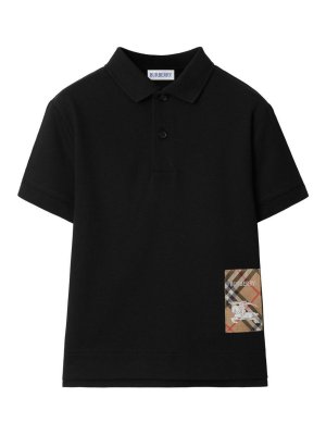 BURBERRY: polo shirts - Check Label Cotton Polo Shirt