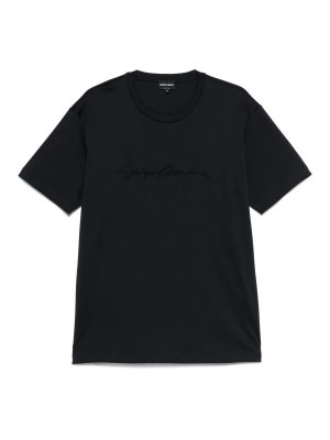 GIORGIO ARMANI: t-shirts - Pure Cotton Interlock Signature Logo T-Shirt