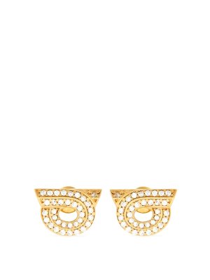 FERRAGAMO: Earrings - Gancini Earrings With Rhinestones - Size 14