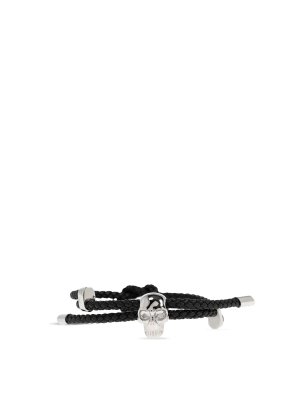 ALEXANDER MCQUEEN: Bracelets & Bangles - Skull Braided Leather Cord Bracelet