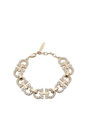 FERRAGAMO: Bracelets & Bangles - Crystal Embellished Gancini Bracelet