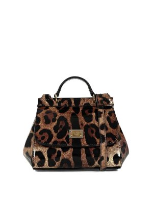 Dolce & Gabbana Jr: totes bags - Leopard-Print Polished leather Sicily Handbag
