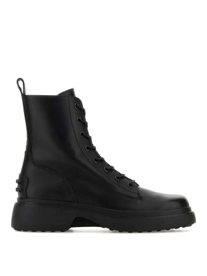 TOD'S: boots - Platform Leather Combat Boots