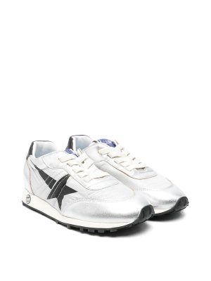 GOLDEN GOOSE: trainers - Marathon Sneakers In Silver Nylon