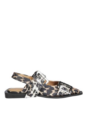 GANNI: flat shoes - Buckle Satin Print