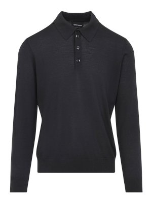 GIORGIO ARMANI: Strickpullover mit Rundhalsausschnitt - Rundhalspullover - Grau