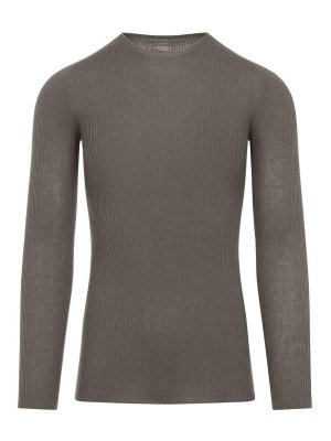 RICK OWENS: Strickpullover mit Rundhalsausschnitt - Rundhalspullover - Grau