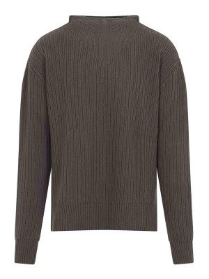 RICK OWENS: Strickpullover mit Rundhalsausschnitt - Rundhalspullover - Grau
