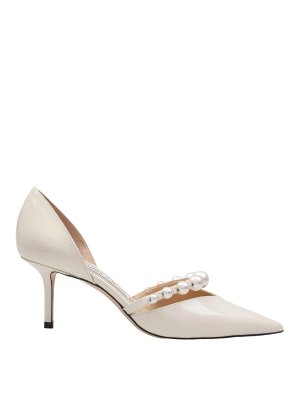 JIMMY CHOO: court shoes - Aurelie 65 Decollete in paint with pearls