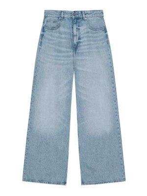 GANNI: bootcut jeans - Soft Rigid Denim Baggy Jeans