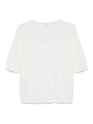 P.A.R.O.S.H.: Strickpullover mit V-Ausschnitt - V-Pullover - Weiß