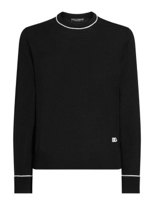 DOLCE & GABBANA: Strickpullover mit Rundhalsausschnitt - Rundhalspullover - Schwarz