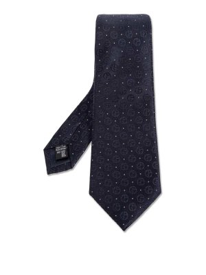 プラダ　ネクタイ ダークブルー Prada Micro patterned silk blend tie - Dark Blue | UCR771TUE237