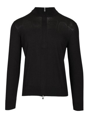 TAGLIATORE: crew necks - Cotton And Silk High Neck Zip Sweater