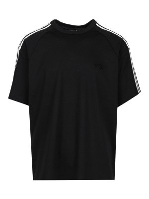 Y-3: t-shirts - T-Shirt With 3-Stripes