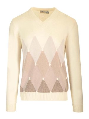 BALLANTYNE: crew necks - Double Yarn Cashmere Diamond Sweater